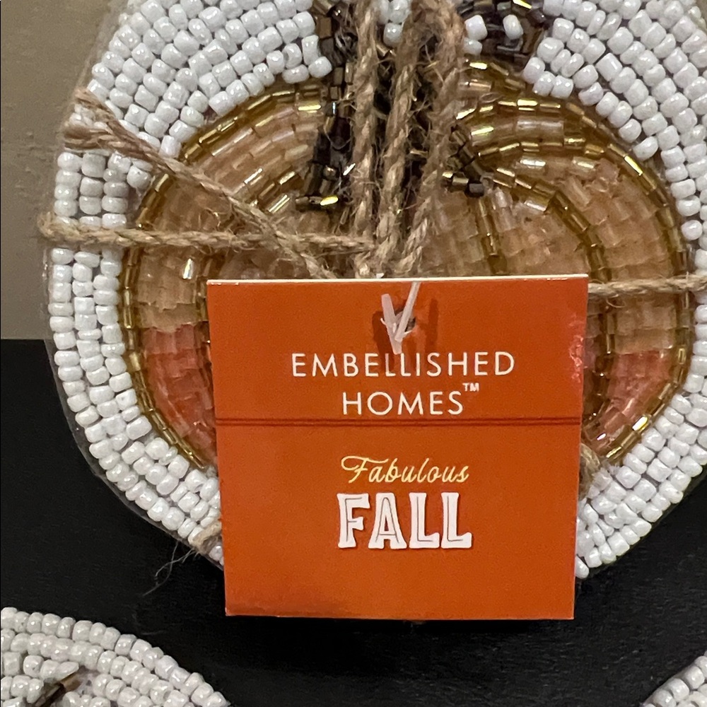 Embellished Homes | Pumpkin Beaded Coasters (4) 🍂 - Picture 2 of 4